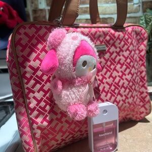 Tommy Hilfiger Pink and White Geometric Tote